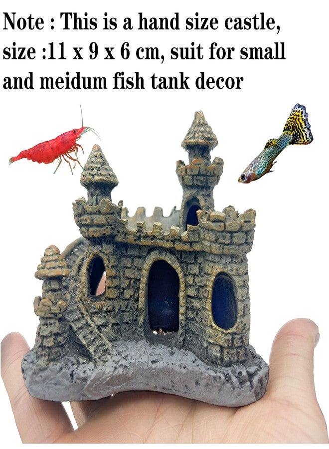 Odebyata Small Aquarium Castle Decor , Mini Cute Fish Tank Castle Ornaments, Young Little Fish Fish Larvaes Shrimp Hide Caves Hideout for Small Medium Fish Tank Decor Crab Cichlid Betta Tank Decor (Brown) - Image 3